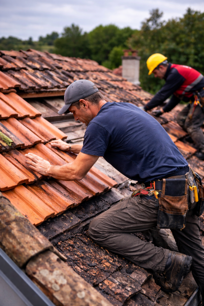 Remplacement de tuiles endommagées sur maison individuelle à Beynost