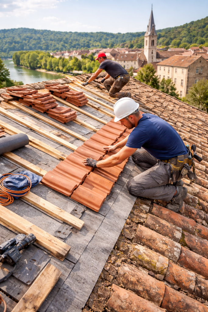 Couvreur Neuville sur Saone rénovation toiture remplacement tuiles